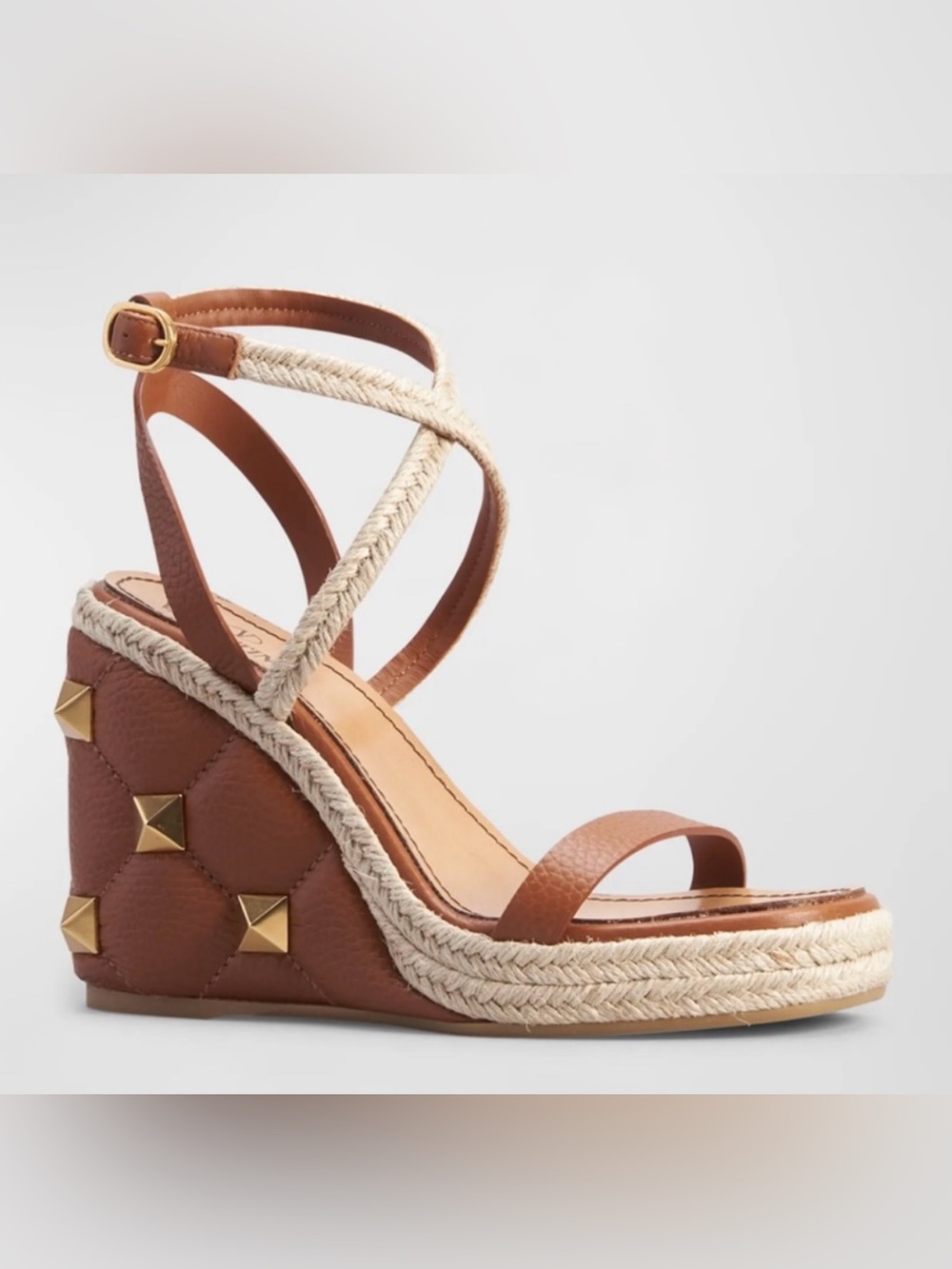 Valentino garavani Women's Brown Espadrille Wedge Sandals with Braided Straps